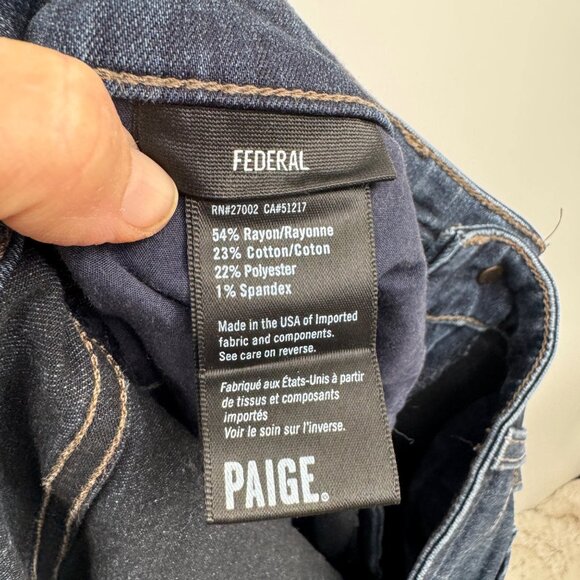 Paige Federal Slim Straight Leg Mens Jeans Size 31 Dark Wash - Picture 4 of 8